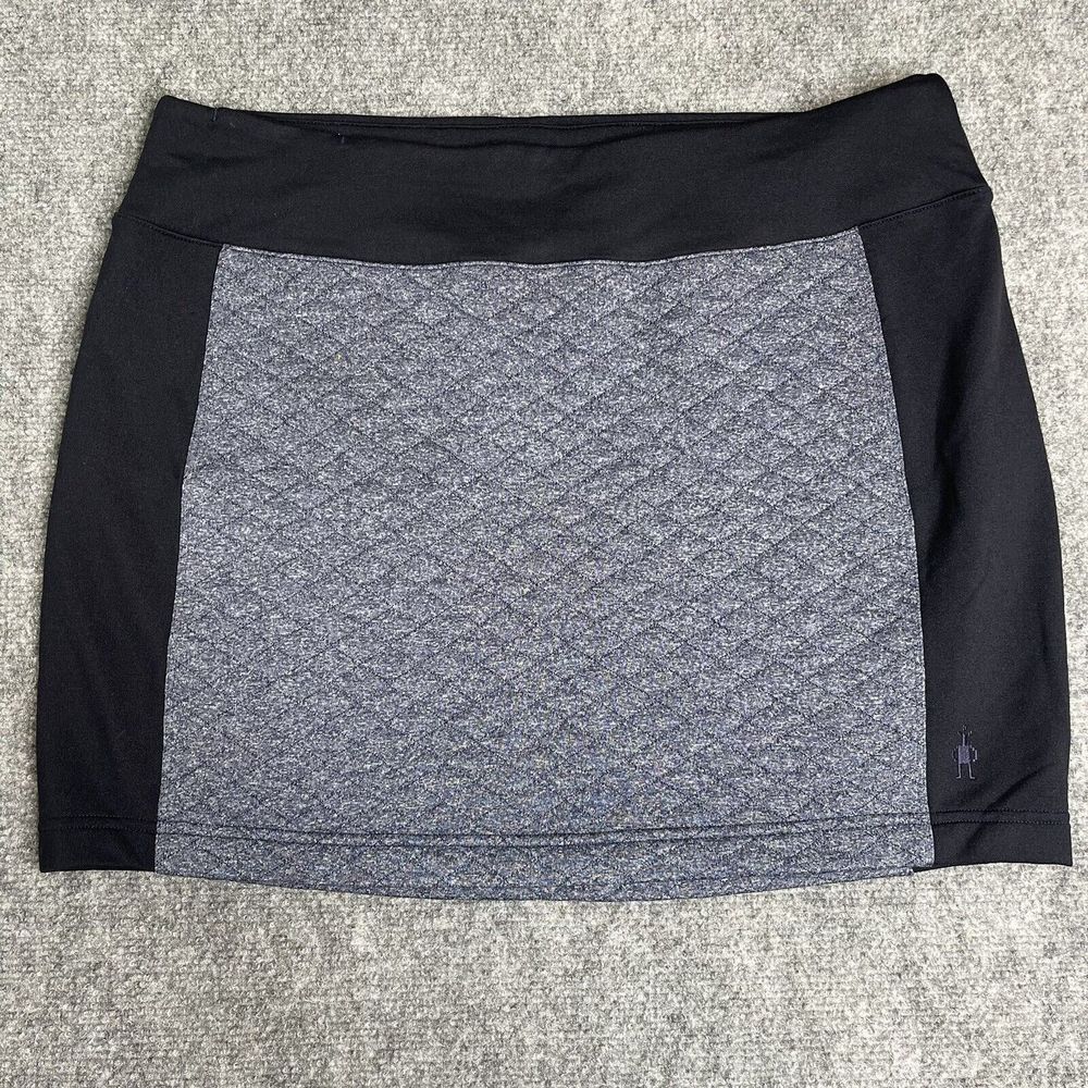 Smartwool Diamond Peak Quilted Skirt Womens Large Grey Black Pull On Mini